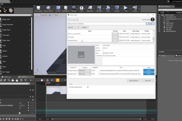 Unreal Engine ftrack Studio 7