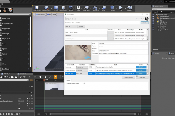 Unreal Engine ftrack Studio 8